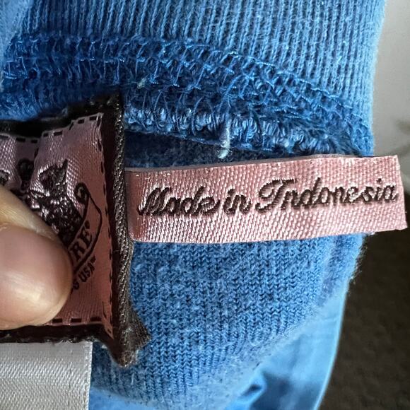 JUICY COUTURE Blue Velour Jogger Flare Pants Track Women Large Y2K 2000s - Picture 4 of 9